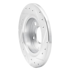 Ford Taurus SHO Brake Rotor (1) - Rear Left - R1 Concepts - Drilled & Slotted - Silver - `93-`05